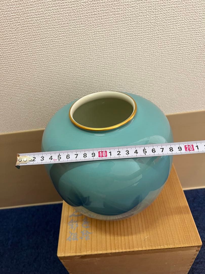 1123 深川製磁　色絵彩磁　芙蓉　花瓶　未使用