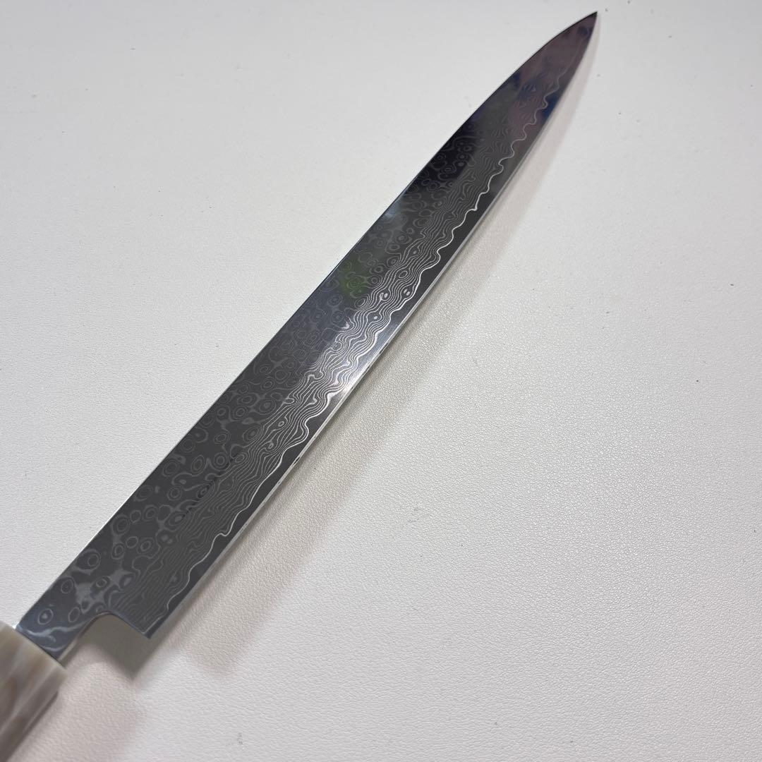 尺　300mm 墨流しダマスカス 柳刃包丁 黒檀本 牛八角柄　刺身包丁 和包丁︑