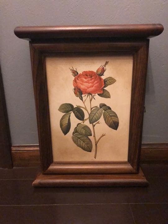 アンティーク鍵掛け　薔薇の絵