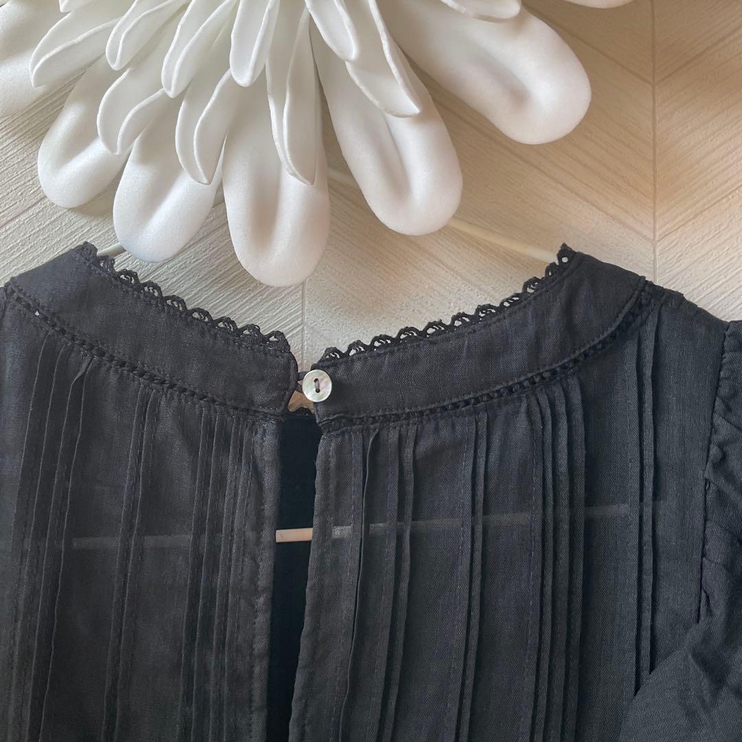 SLOBE IENA 24SS ラミーフリルピンタックブラウス ブラック F