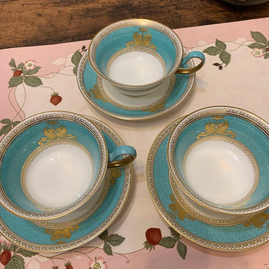 未使用　ウェッジウッド コロンビア　パウダー　ターコイズ　ティーカップ　ポット