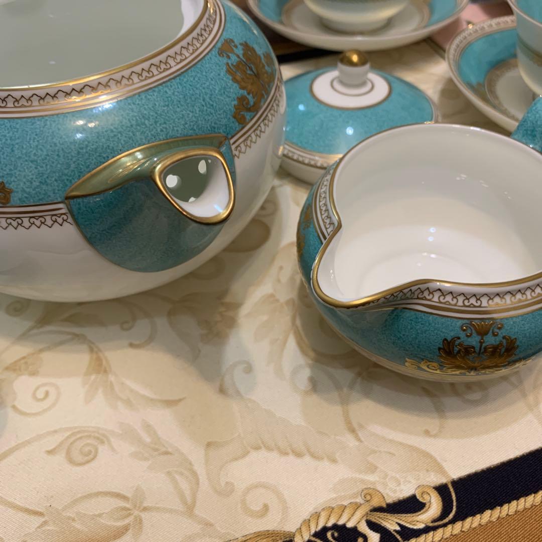 未使用　ウェッジウッド コロンビア　パウダー　ターコイズ　ティーカップ　ポット