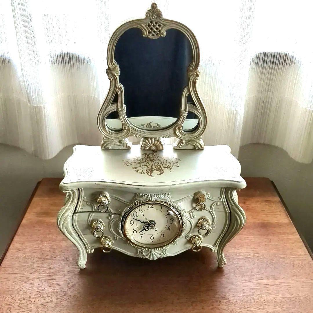 ミニドレッサー ジュエリーボックス クラシックアンティーク 時計 ミラー