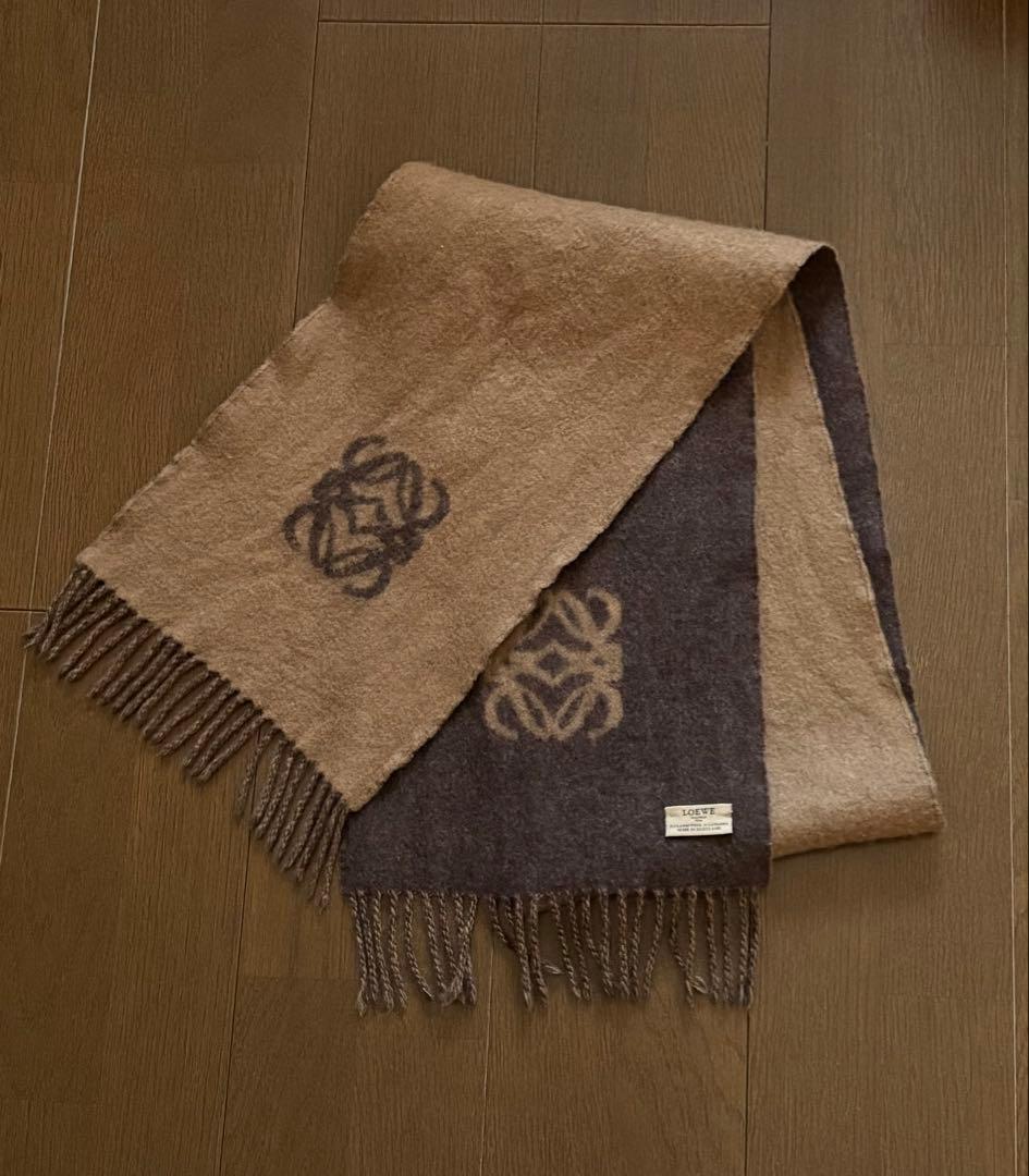 LOEWE マフラー ブラウン ダークブラウン バイカラー