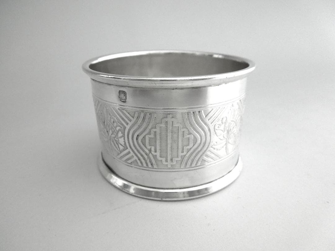 フランス　シルバーナプキンリング　アールデコ　純銀