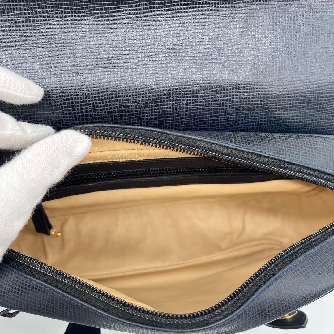 【極美品】ハンティングワールド キャリーオール メッセンジャー レザー ネイビー