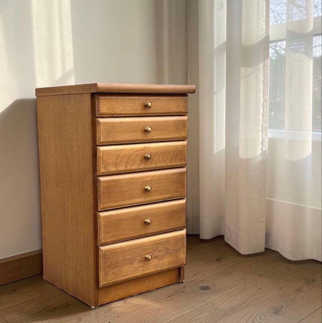 【アンティーク調】木製チェスト 6段 カントリー風 北欧ヴィンテージ