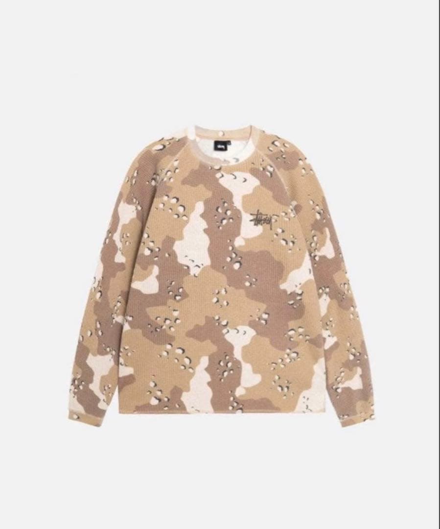 STUSSY ステューシー カモフラ ワッフル ロンT Lサイズ