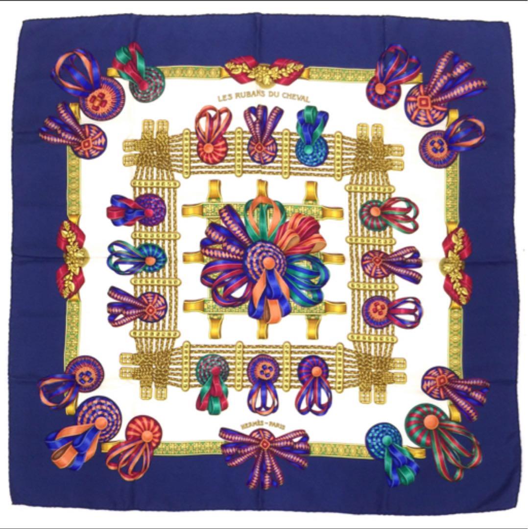 あ*き様 エルメス シルク カレ90 LES RUBANS DU CHEVAL