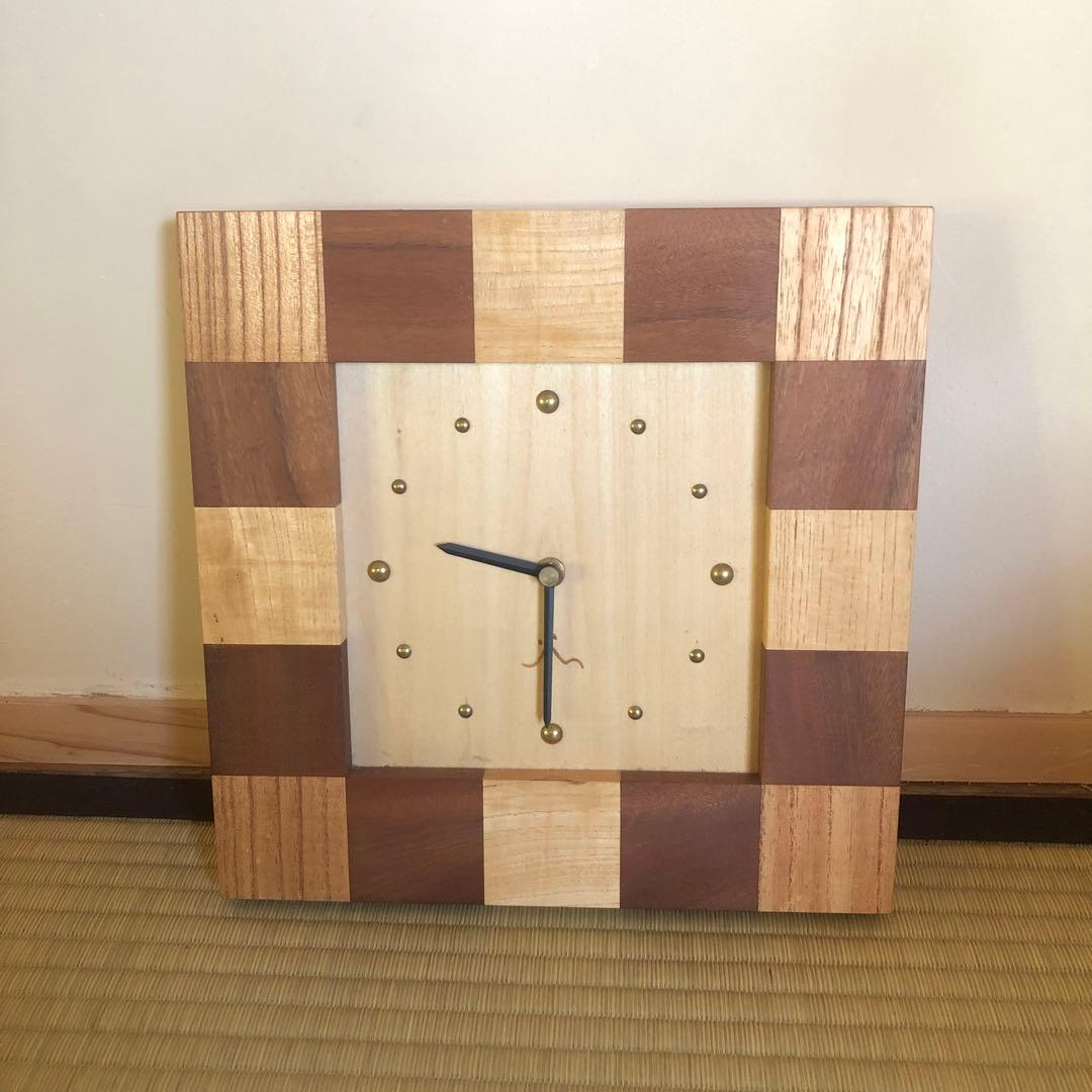 AkihiroWoodworks デザイナー掛け時計センダンムクロジベニタブ