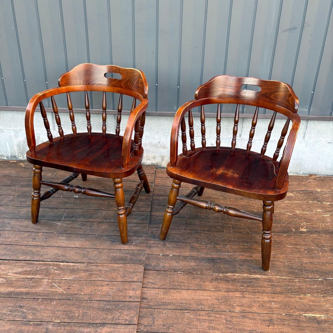 ②昭和レトロ 柏木工 KASHIWA ウィンザーチェア 木製 椅子 アンティーク