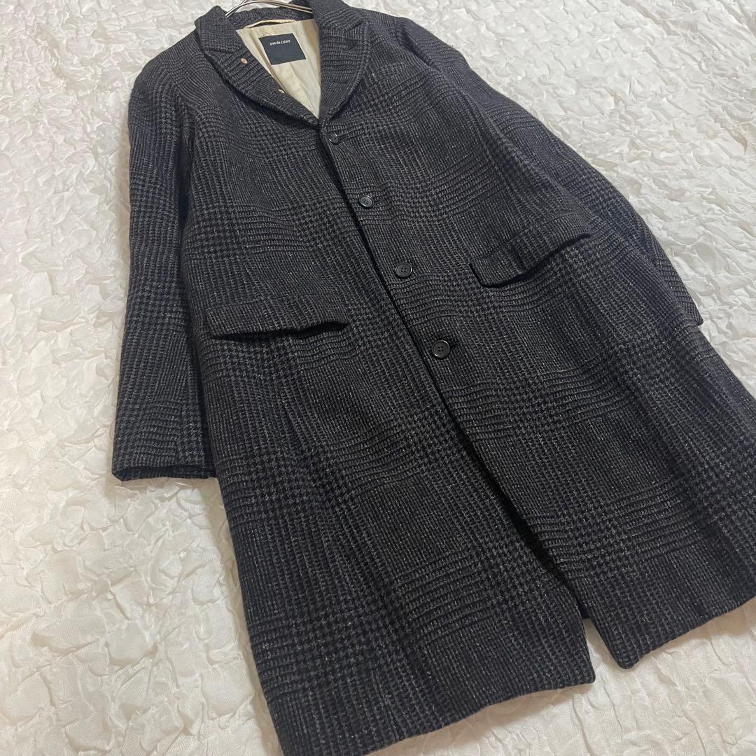 パドカレ Pas de calais アウター コート チェック ウール 麻 綿