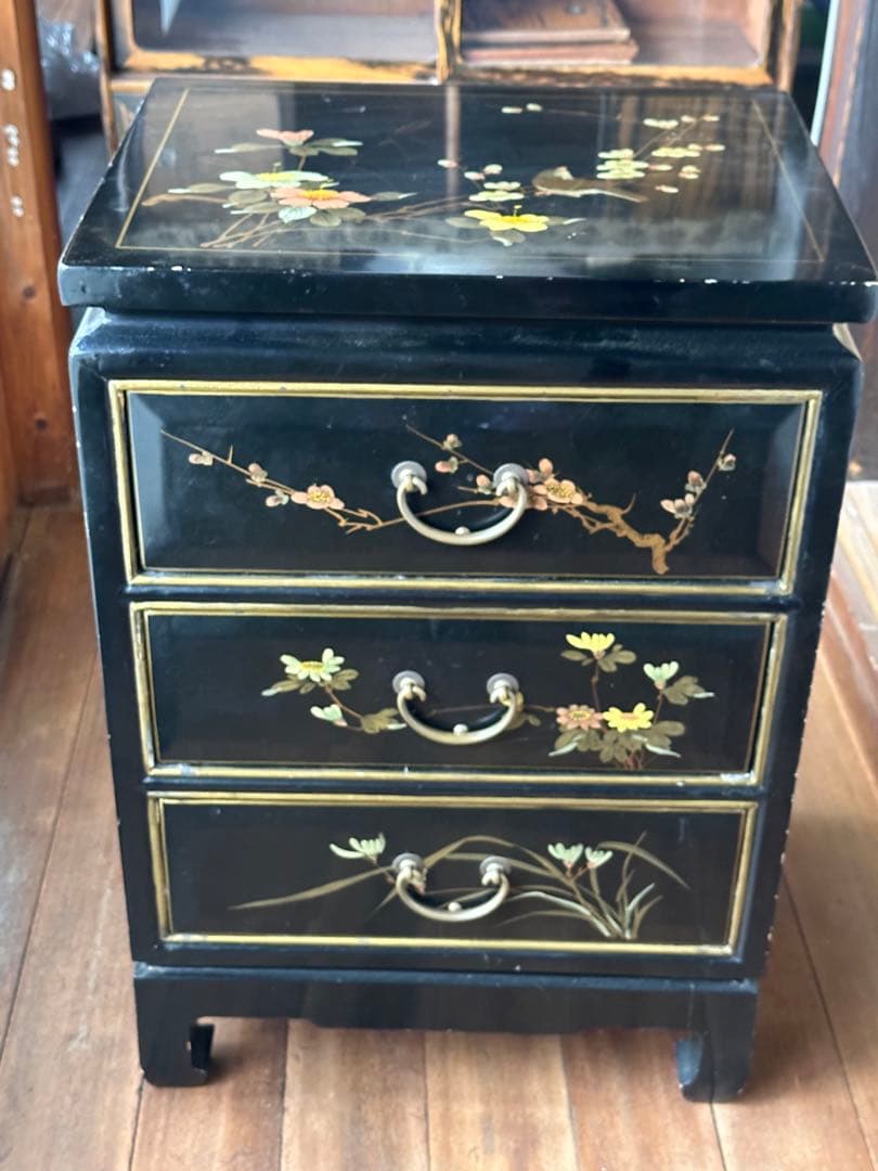 金彩 莳繪 収納棚 三杯引き取り收納　　インテリア