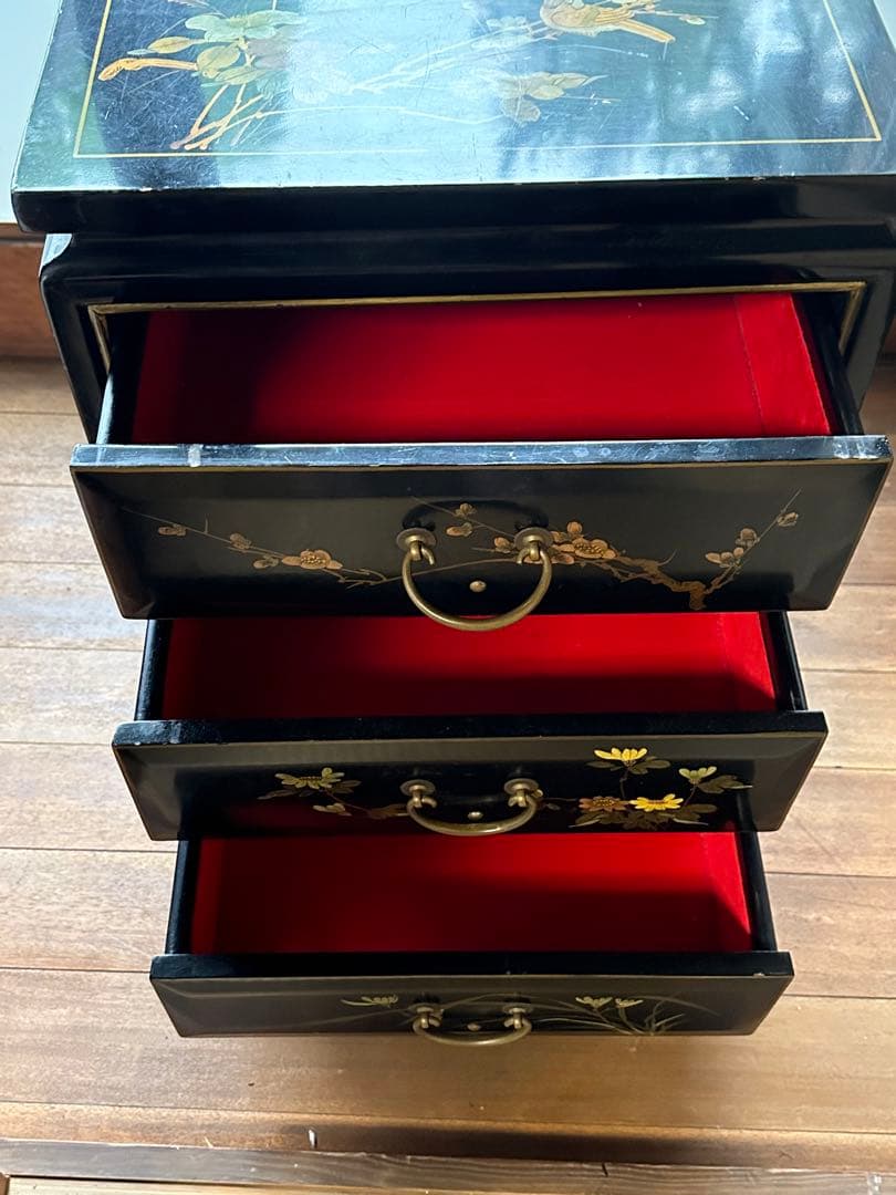 金彩 莳繪 収納棚 三杯引き取り收納　　インテリア