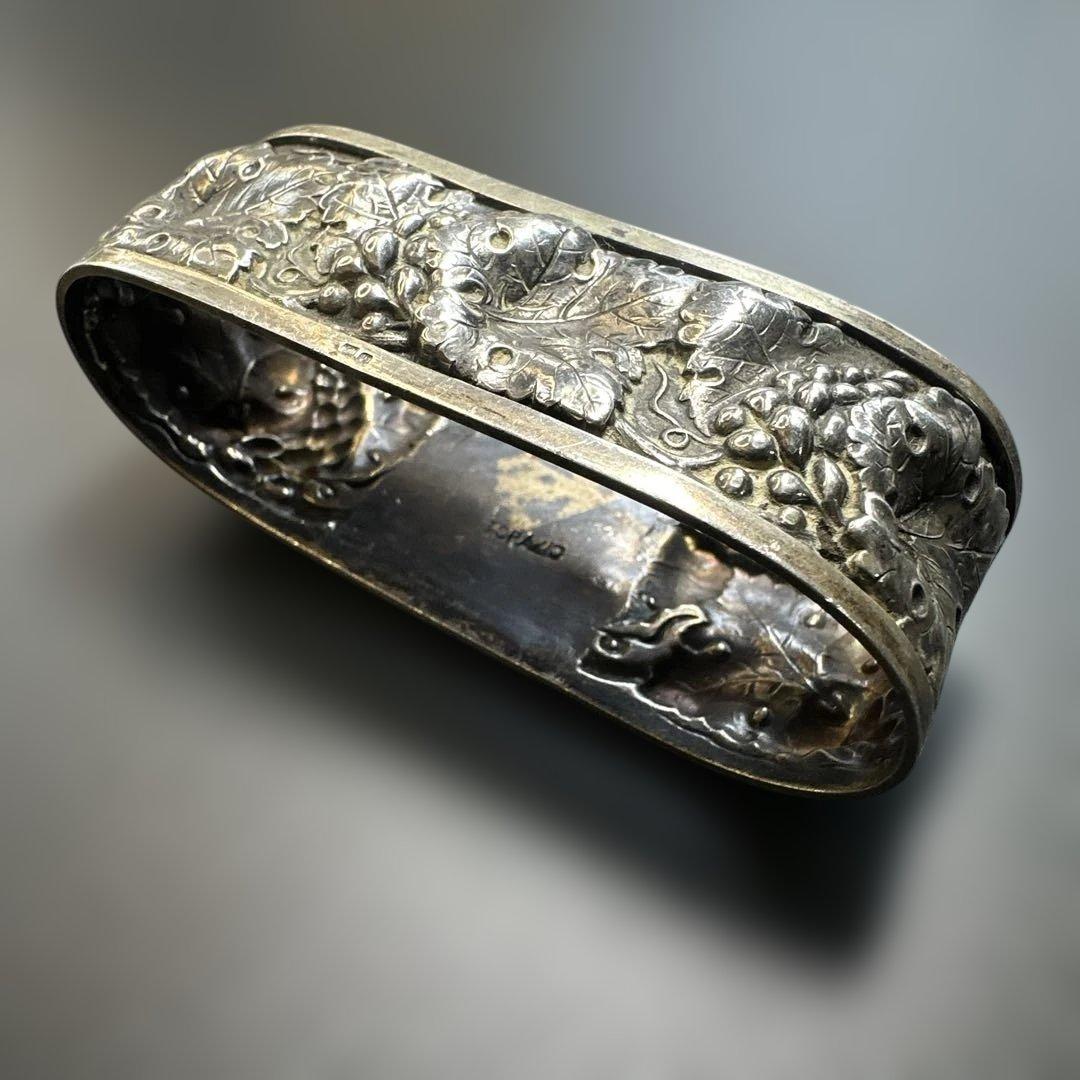 アンティーク　シルバー製　ナプキンリング　刻印　ぶどう