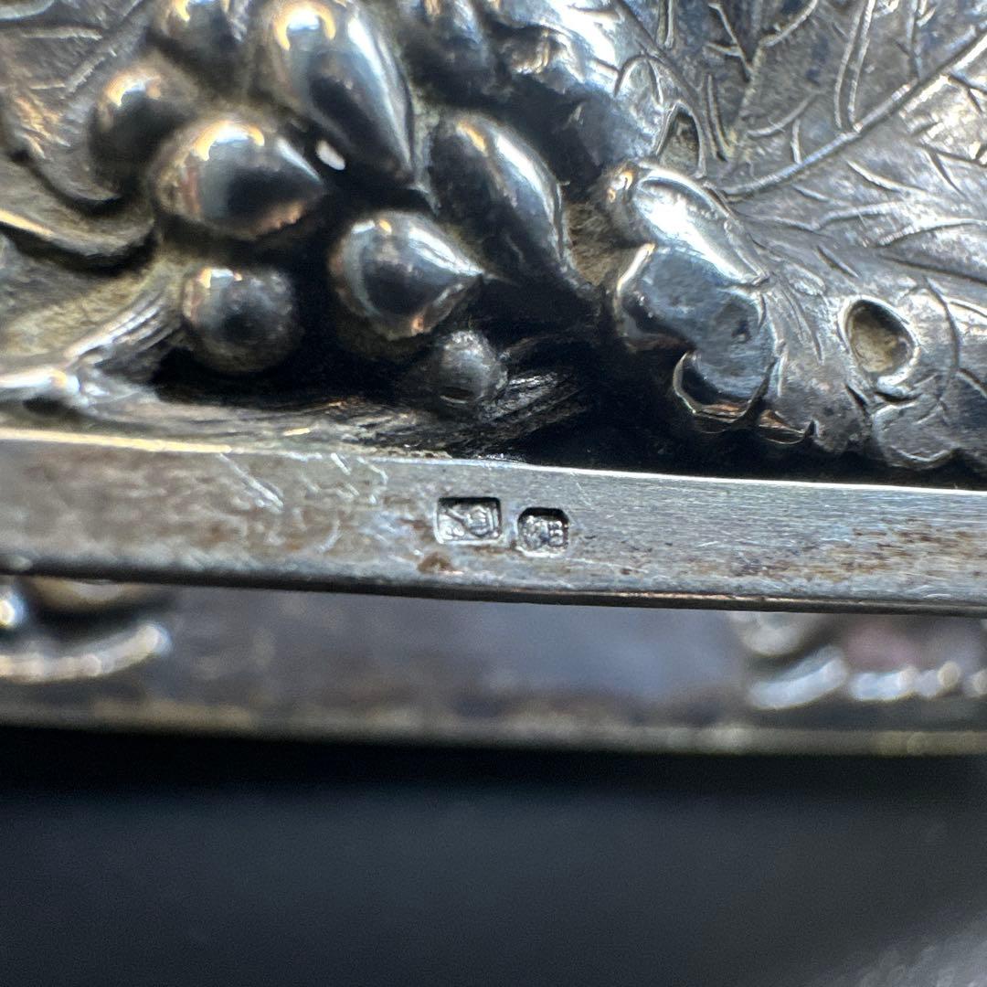 アンティーク　シルバー製　ナプキンリング　刻印　ぶどう