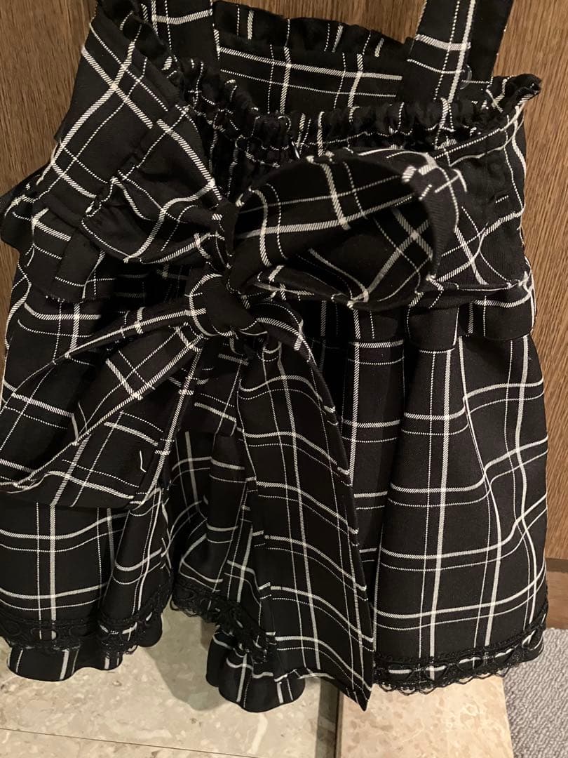 LIZLISA レースアップサスペンダー付スカパン　ブラックチェック