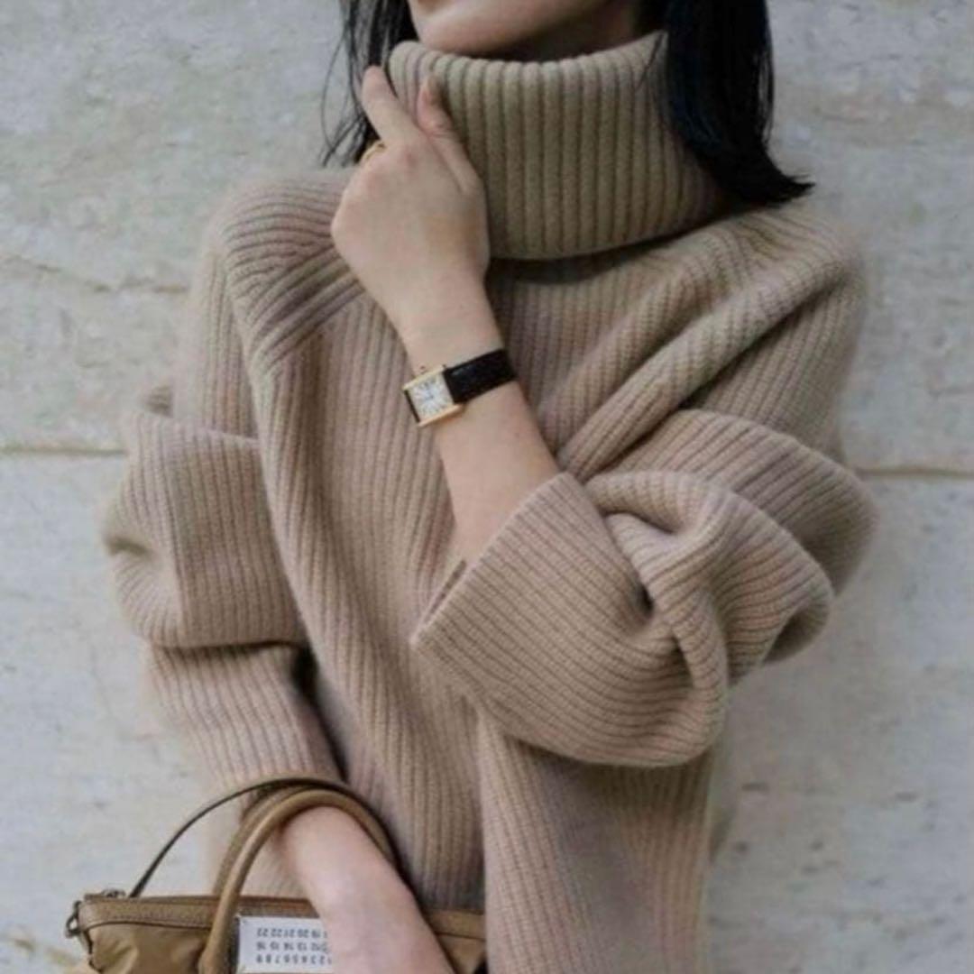 【完売品】アニュアンス ウールカシミヤ タートルニット プルオーバー ベージュ