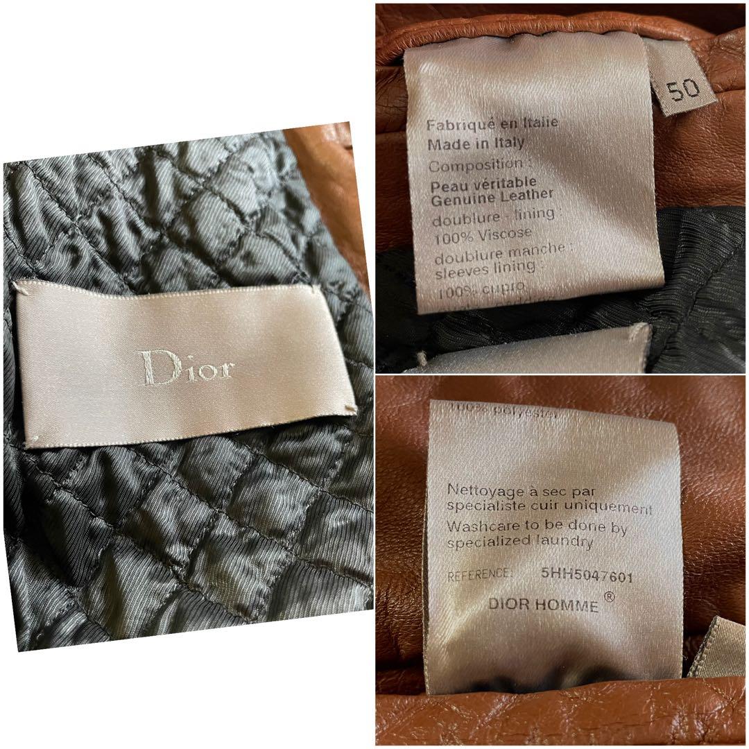 超名作05AW DiorHommeブラウンレザージャケット 50 エディスリマン