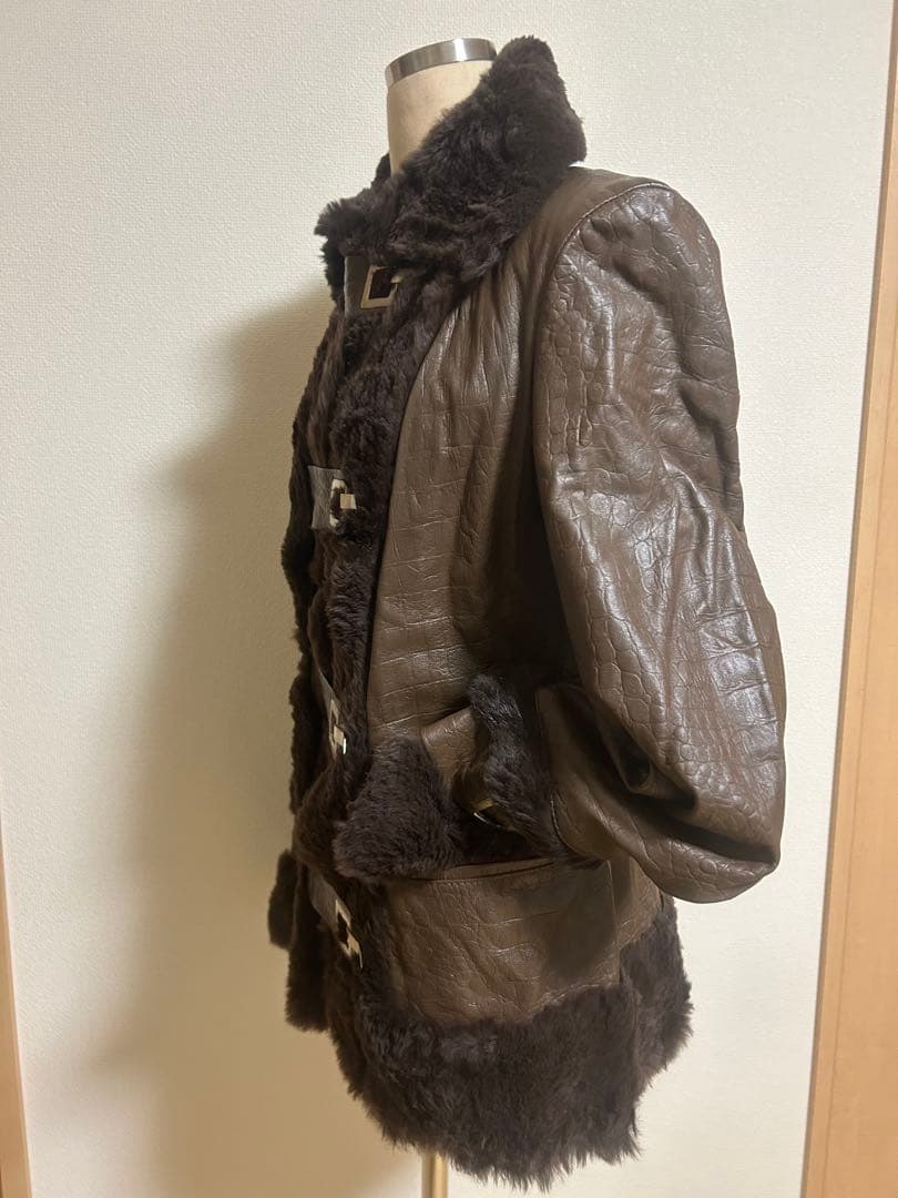 【D&G】ファー付 型押しレザージャケット