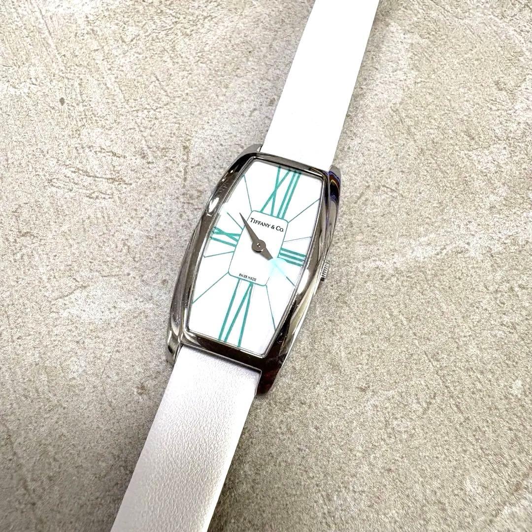 電池交換済 TIFFANY ティファニー ジェメア レディース 白ベルト