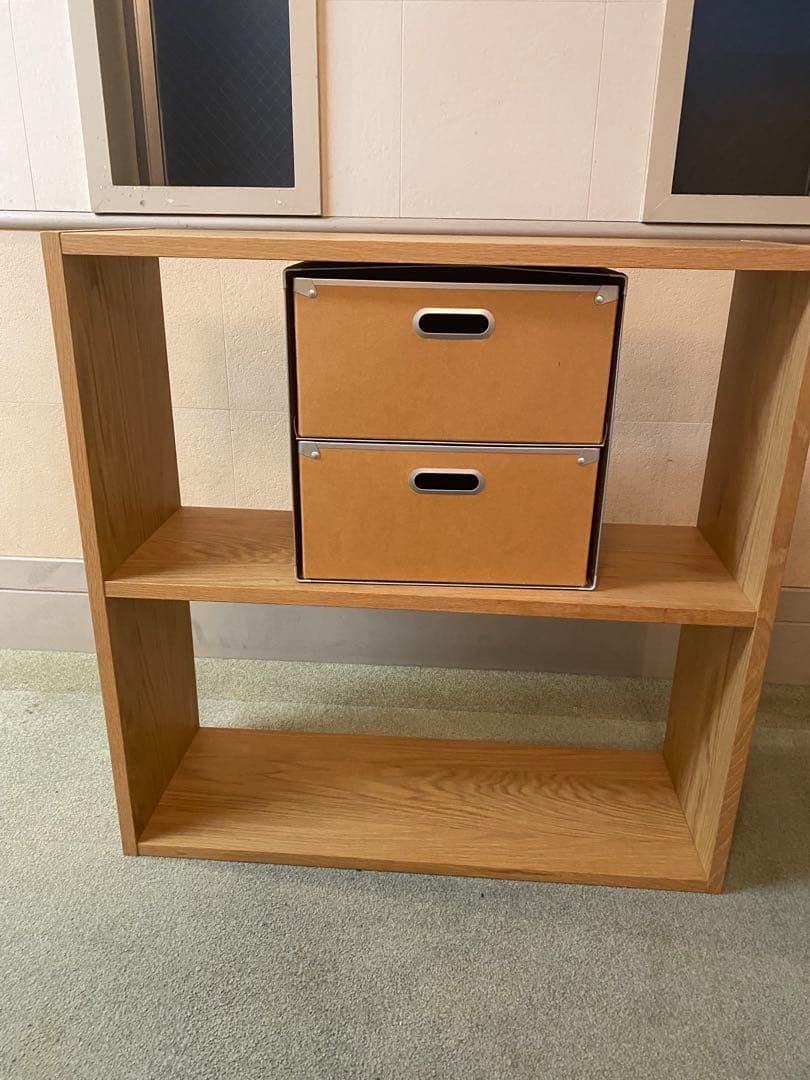無印良品 スタッキングシェルフ・ワイド・ 2段・オーク材　2段引き出しセット