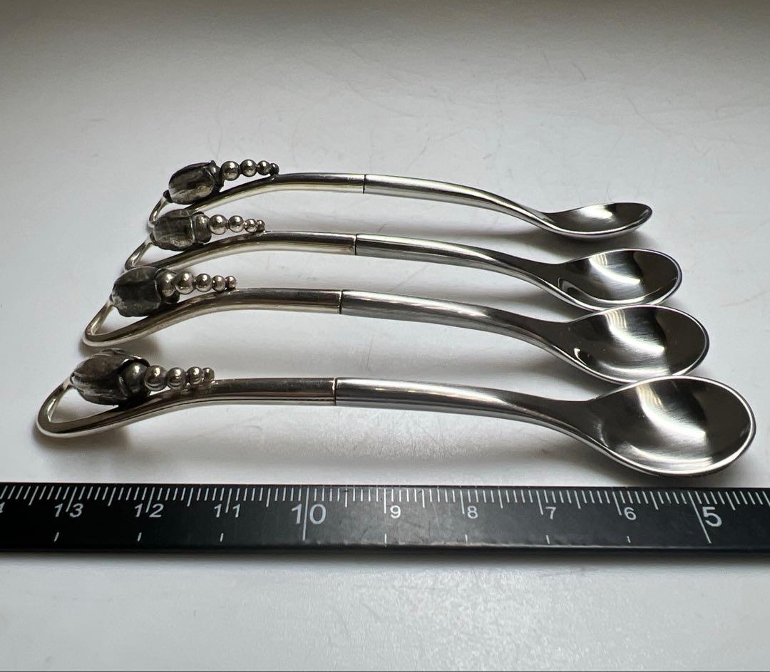 ジョージジェンセン　最高級ブロッサムティースプーン4本　共袋　53g/約10㎝