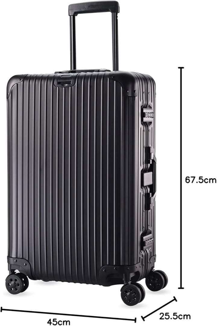 スーツケース キャリーケース オールアルミ合金 Mサイズ 65L TSAロック
