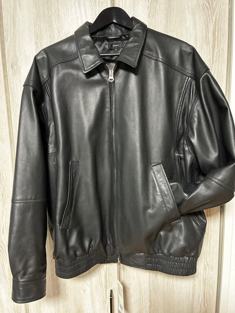 タグ付　BEAMS 本革　ワイドフィットレザージップブルゾンシープスキンビームス