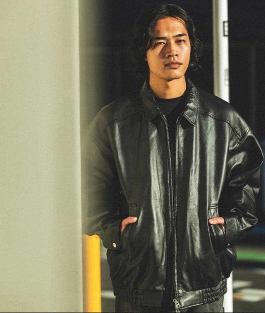 タグ付　BEAMS 本革　ワイドフィットレザージップブルゾンシープスキンビームス