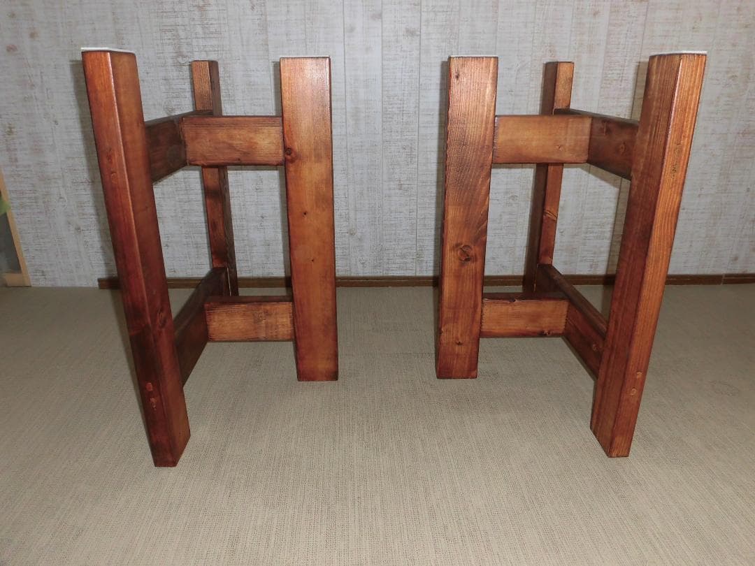 木製脚　ダイニング用　高さ65cm　天然木　無垢　パーツ　茶色塗装