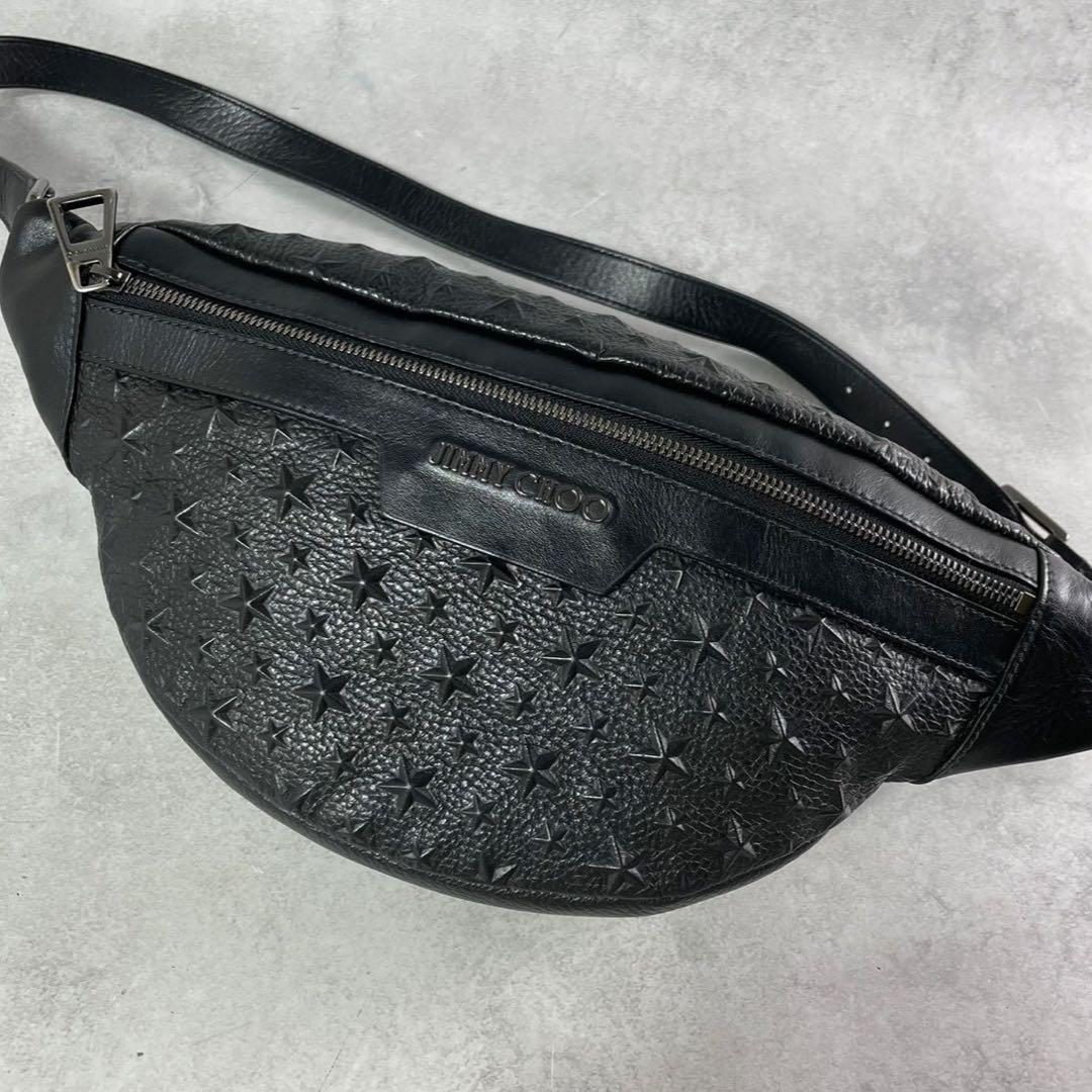 【極美品】ジミーチュウ ボディバッグ ウエスト エンボス 総柄 黒 スター