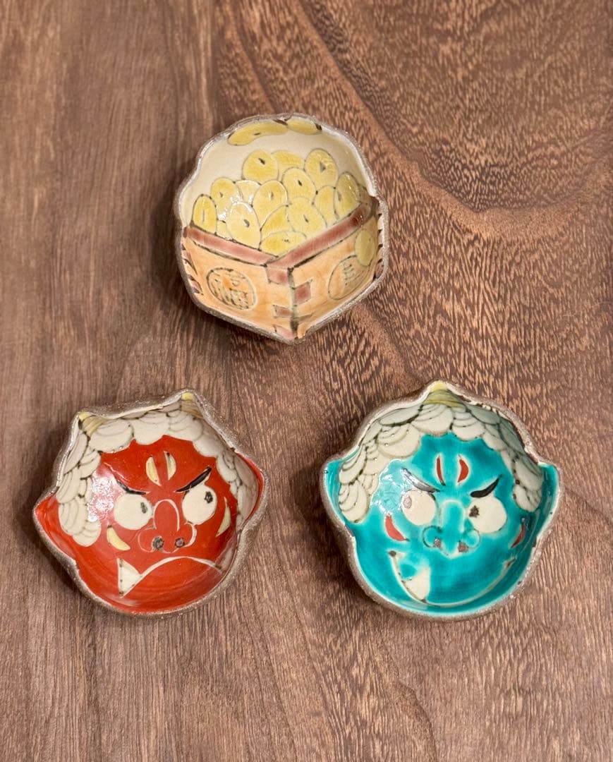 【新品】山崎裕理さん 百楽 豆鉢 赤鬼 緑鬼 福豆 節分 セット