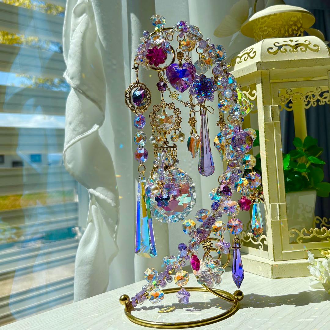 ちゃみブルーAB &バイオレットSWAROVSKI ✩.*サンキャッチャー