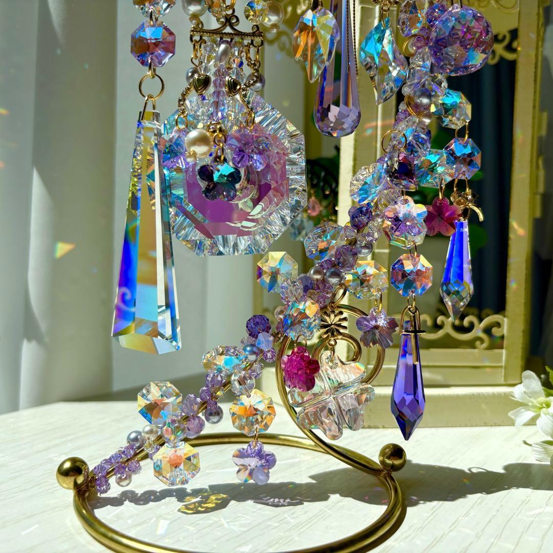 ちゃみブルーAB &バイオレットSWAROVSKI ✩.*サンキャッチャー