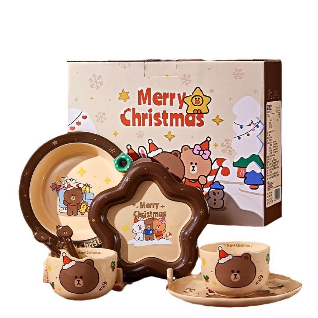 LINE FRIENDS クリスマスギフトセット　限定グッズ 食器7点セット