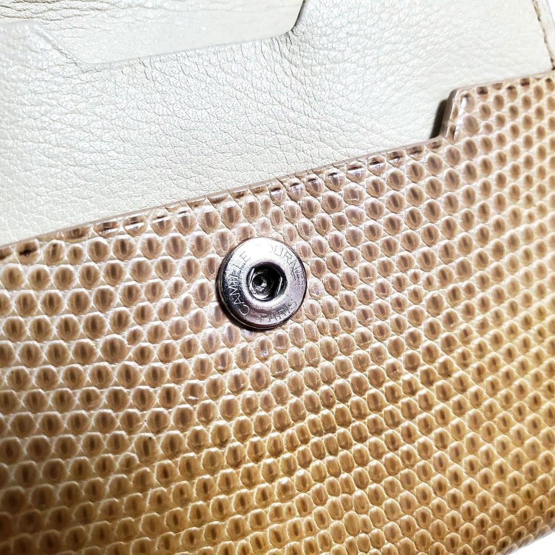 美品 カミーユフォルネ 希少 リザード ケース 箱付き ベージュ 定番人気