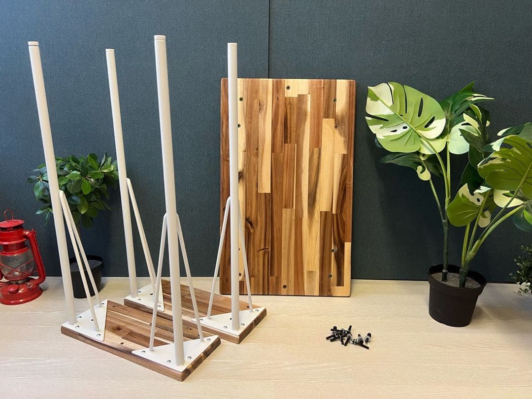 【送料無料】 テーブル 長方形65cm 45cm アカシア アイアンボルト連結脚