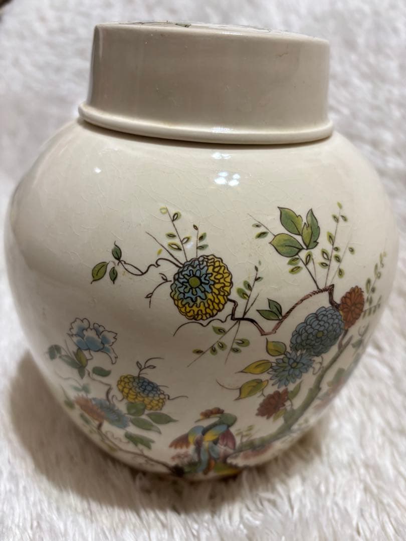 ロイヤルコールドン　アンティーク　花鳥の壺