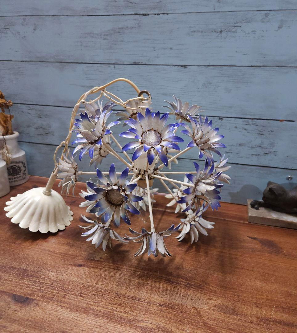 フランスアンティーク ペンダントライト 花モチーフ トールフラワー 1灯