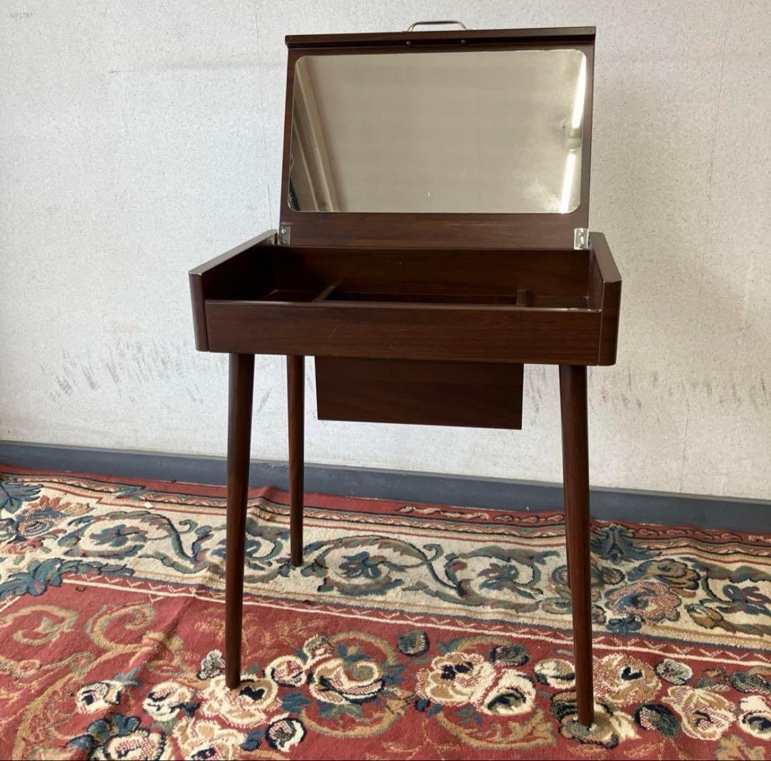 北欧レトロ 木製ドレッサー 化粧台 鏡台 サイドテーブル 古家具 ビンテージ