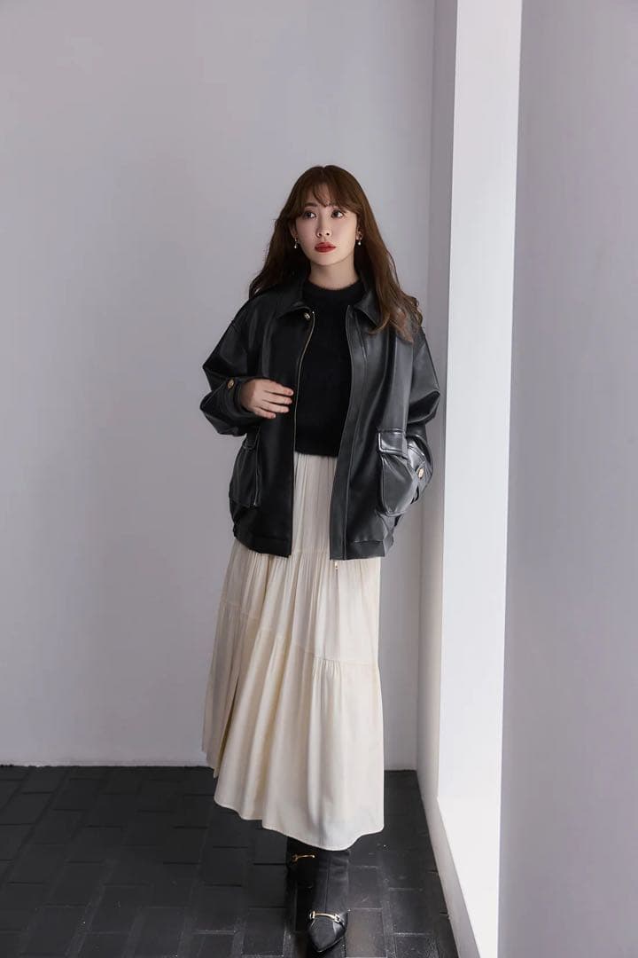 ジャケット・アウター Ribbon-Tie Faux Leather Jacket