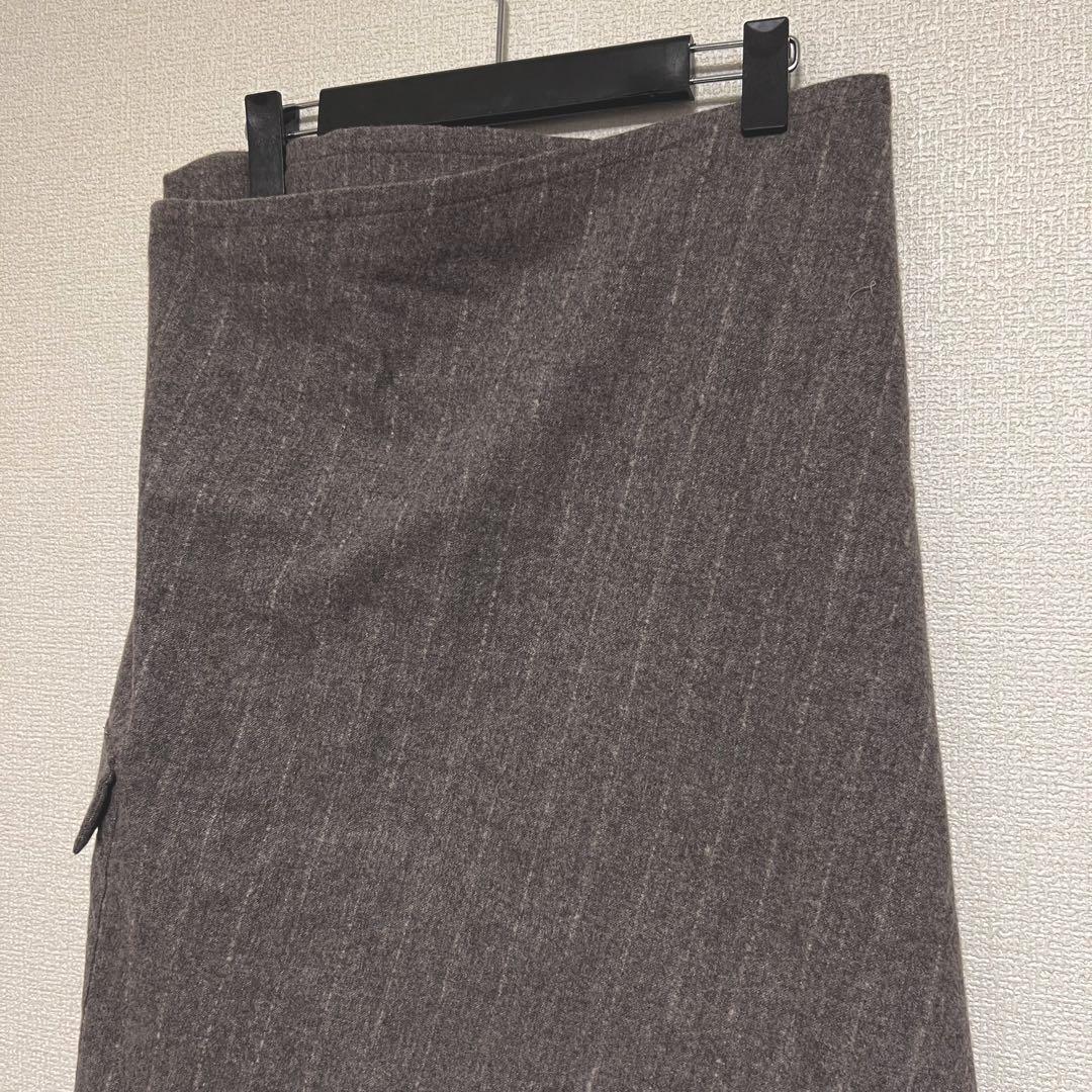 アンドゥムルメステール　変形巻きスカート　ブラウン　ウール