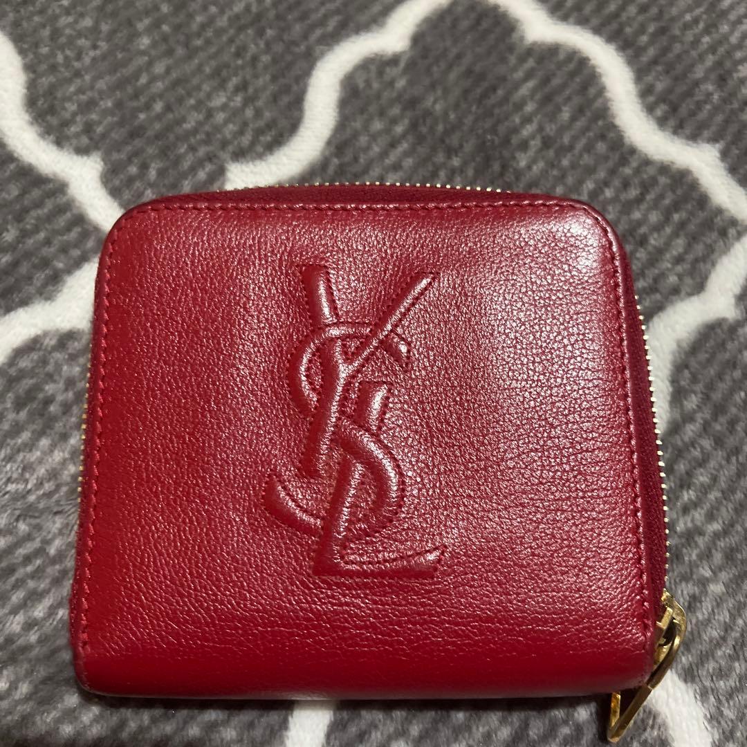 YSL 二つ折り財布 レッド