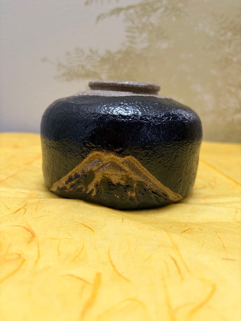 抹茶茶碗 黒楽 富士 黒楽茶碗 黒茶碗 桧垣佳山 造 共箱付 茶道具 裏千家