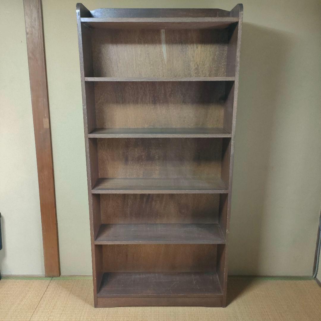 【昭和レトロ】木製 5段本棚 ブラウン