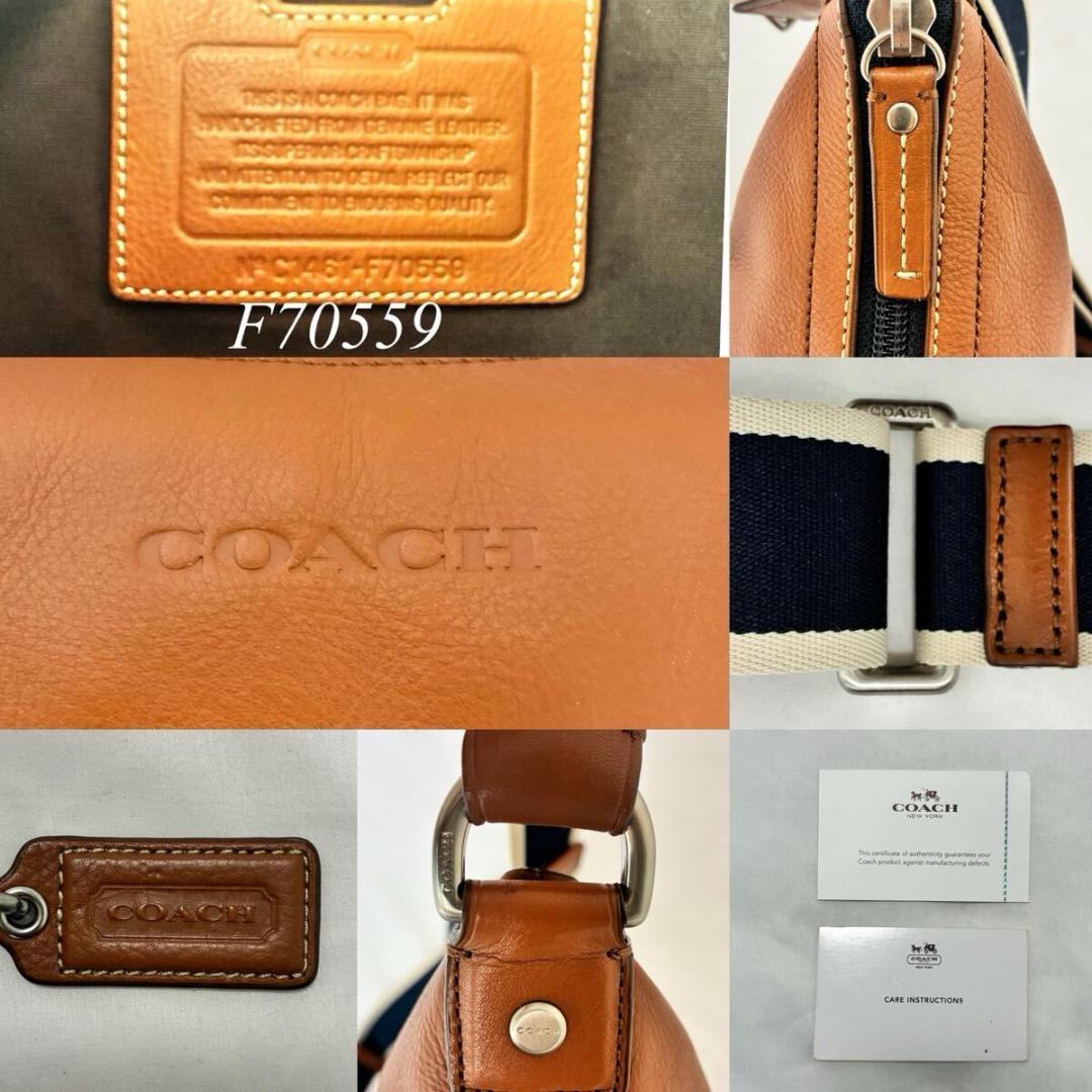 【美品/カード付】コーチ ヘリテージ ショルダーバッグ レザー 斜め掛け 肩掛け