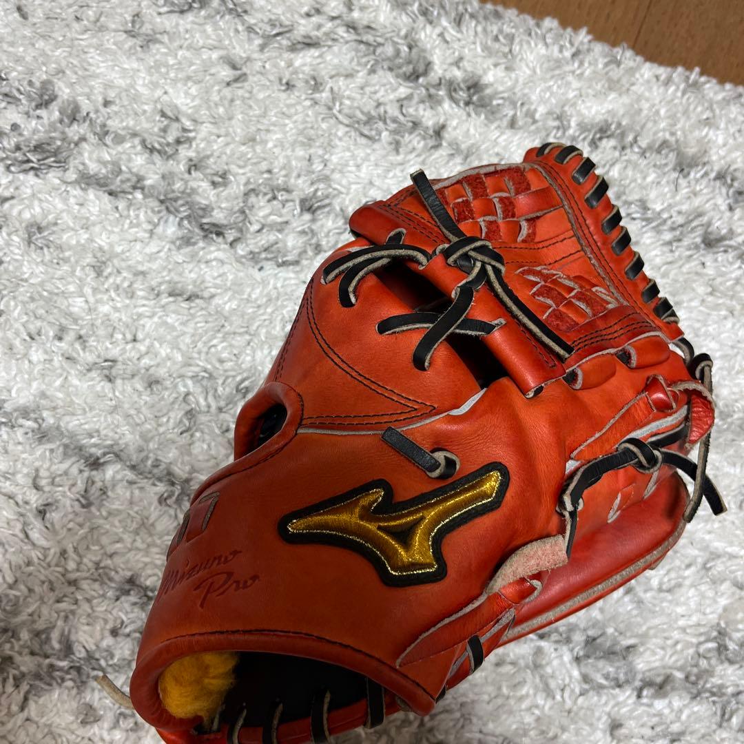 Mizuno Pro 硬式グローブ オレンジ 内野手用