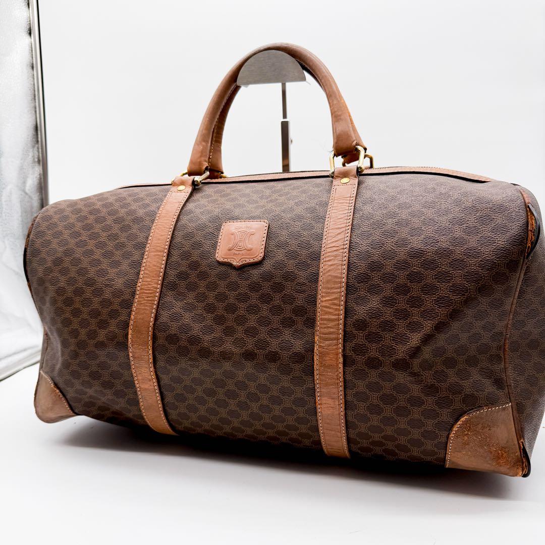 セリーヌ マカダム ボストンバッグ レザー トリンオフ 大容量 トラベル