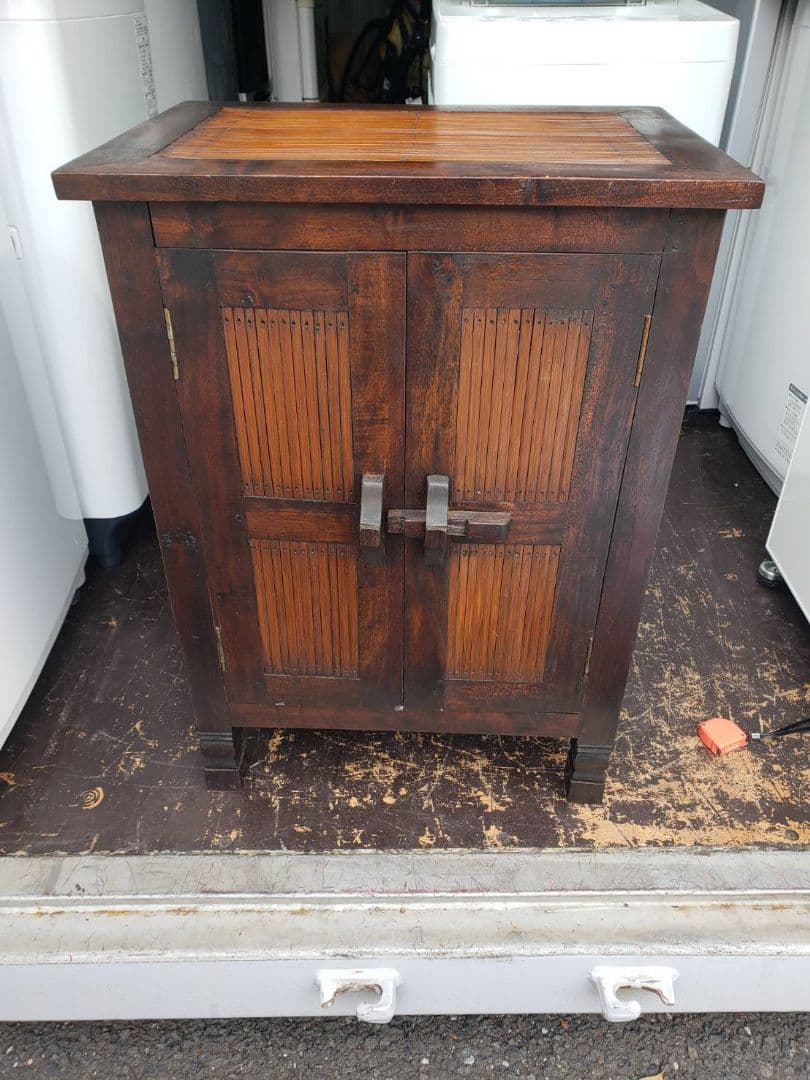 アンティーク調　アジアン家具　チーク＆バンブー　お洒落な小物入れ　チェスト